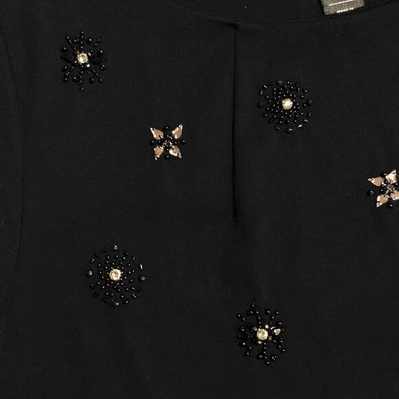 White House Black Market Medium Black Short Sleeve Blouse - Picture 5 of 10